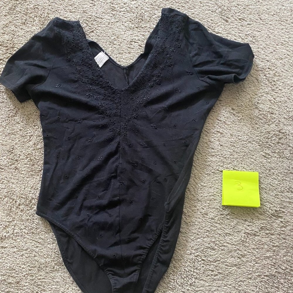 Clifford & Wills (J.Crew) Vintage Black V-Neck Bodysuit